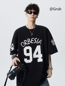 Grace Rub | American Street Retro School Sport Loose Round Neck T-Shirt
