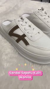 Sepatu Sneakers Slop Kulit Wanita Import W6683 Sepatu Slop Wanita Kulit Import Sneaker Slop Kulit Kasual Wanita Kekinian Import (+Box)