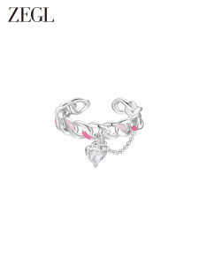 แหวนสีสันสดใส ZEGL Designer Sakura Colorful Ring แหวนแฟชั่นสำหรับผู้หญิง แหวนปลายนิ้วฤดูใบไม้ร่วง/ฤดูหนาว แหวนแฟชั่น