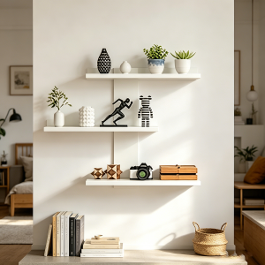Minimalist White 3-Tier Wall Mounted Floating Shelf for Bedroom Living Room & Entryway