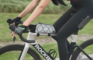 ROCKBROS Bike Front Tube Bag Polyester Adjustable Reflective 0.9L Capacity HandBag Road Bike MTB Bike Accessories