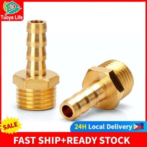 TUOYA LIFE Brass Air Pipe Hose Fitting Barb Thread 1/8" 1/4" 3/8" 1/2" Adaptor Male Connector Joint Copper 6mm 8mm 10mm 12mm 14mm