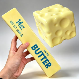 Elastic Cube Cheese Stick Funny Squeeze Prank Toy Simulation Big Butter Stick Squishy Fidget Toys Stress Anxiety Relief Game