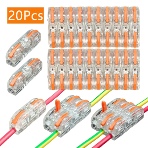 20pcs/50pcs Universal Wire Connectors 28-12 AWG Flame Retardant Transparent Press-fit Quick Connect for HomeLighting