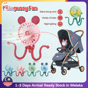 LED Light Portable Mini Fan Baby Stroller Fan Flexible Octopus Deformation Twining twist Clip Fan with 3 Speeds Adjustable USB Charging Fan