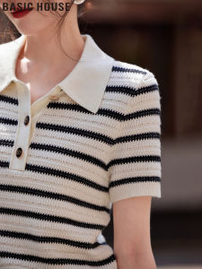 Basic House | Đồ Knitwear Sọc Đen Trắng Nhẹ và Thoáng Mát cho Mùa Hè
