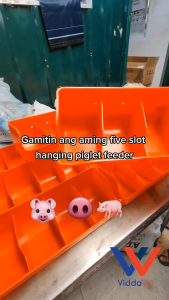 5-Slot Nursery Piglet Feeder Durable Plastic Feeding Tray for Piglets Easy Clean & Long-Lasting Design (Orange Brown)