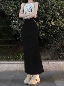 High Waist A-Line Midi Skirt with Side Slit for Women Autumn New Style plus Size Workwear Slimming Skirt Long Skirt