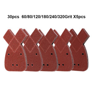 30Pcs Mouse Grinding Pad Black and Deck Detail Palm Grinder 4 Hole Sandpaper Various 60/80/120/180/240/320 Mouse Detail Sandpap