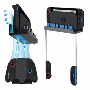 Metal Wall Mount for N-Switch 2 with 12 Game Card Holders and one Hook Safely Store Switch Console Near TV