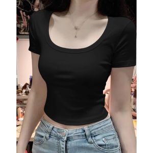 BAJU KAOS CROP TOP WANITA SPANDEK KATUN STYLE KOREAN LENGAN PENDEK / CROP TOP SPANDEK KATUN PREMIUM