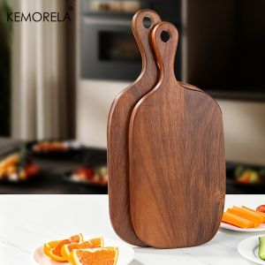 Wooden Cutting Board with Handle Food-Safe for Meat Fish Cheese Fruits Pizza for Home Restaurant Use Elegant Kitchenware