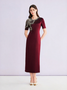 Elaborate Beadwork Acetate-Blend Dress