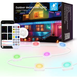 Waterproof Outdoor Eaves LED Light String Colorful Wall Lamp LED Smart Eave Light RGB Permanent Outdoor Lights IP67 With APP Voice Control Eave Lighting WIFI Controller Work With Alexa Google Home Assistant