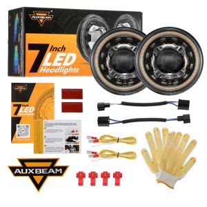 2pcs 7 inch Black Background Silver Frame Round Led Headlights with DRL Turn Signal Hi/Lo Sealed Beam Compatible with Jeep Wrangler JK JKU TJ LJ Chevy Ford GMC etc DOT certification