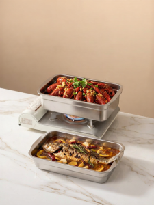 onlycook | Stainless Steel Deep Rectangular Platter for Grilled Fish and Crayfish