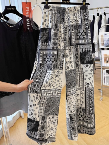 Quần Ống Đứng Rộng Rãi Mùa Hè Mỏng Cỡ Lớn 300 Pound Hoa Hạt Dẻ Phong Cách Retro Quần Dài Nam Quần Dài Thường Ngày