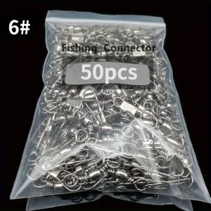 JSFUN 50Pcs Fishing Connector Swivels Interlock Pin Bearing Rolling Swivel Snap Swivel Fishhook Carp FishingLure Accessories