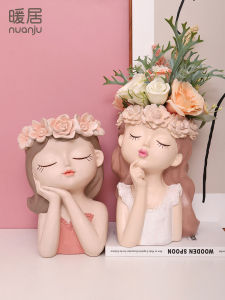Nordic Fairy Large Caliber Head Flower Pot Cute Succulent Plant Pots Creative Garden Decoration Personalized Luxury Accessories