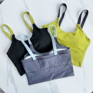 High-Intensity Running Yoga Sports Bra One-Piece Chest Pad Shockproof Fitness Gym Vest Style Nylon Material Breathable Quick Dry