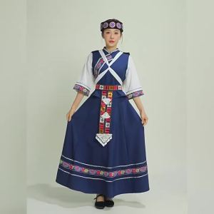 YOULEBAN | Adult Naxi Ethnic Costume Long Dress Set for Performance Travel Photography