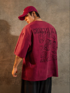 LUJIAMEN | Red Cai Shen Print Loose T-Shirt