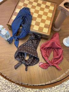 European Station European Goods 2024 New Arrival Square Red Polka Dot Print Silk Scarf Square Scarf Cotton Scarf Clothing Accessories