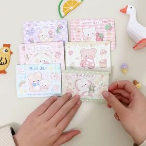 Folded Letter Style Pastel Greeting Card Wish Note Kad Ucapan Cartoon Animal Cat Rabbit Cute Kids Party Card 祝福语盒贺卡片