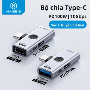Bộ Chuyển Đổi Hagibis Dual USB C Cổng Sạc 100W Bộ Chia 1 Trong 2 Với USB C Sang Tai Nghe Bộ Chuyển ĐổiOTG Cho iPad iPhone Macbook
