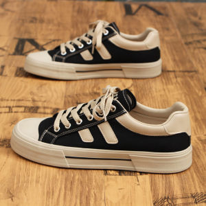 Mens Canvas Sneakers Breathable Retro Green Versatile Sports Shoes Low Cut Flat Heel round Toe Rubber Outsole Casual Footwear