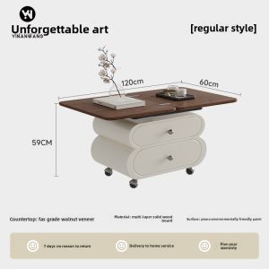 YINANWANG | Retro Cream Color Foldable Elevating Movable Coffee Table