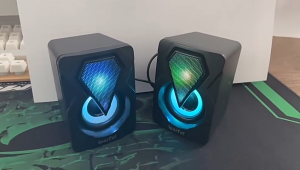 YST-1046 USB Speaker Stereo Mini Speaker With RGB LED Light AUX Audio For Laptop PC Desktop Computer