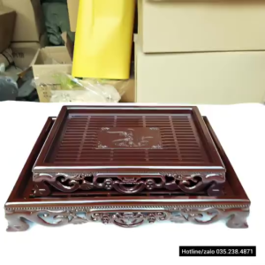 Khay trà dáng sập giả vân gỗ nhựa nguyên chất sang trọng độ bền cao