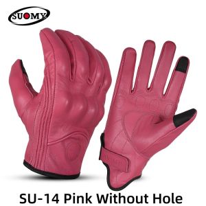 Mens Non-Perforated Leather Motorcycle Gloves Full Finger Retro Racing Motocross Motorbike Riding Vintage Gear
