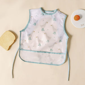 HappyFlute New One Piece With Pocket Waterproof Cartoon Printing Sleeveless Hook&Loop Design Multifunction Use Baby Bib