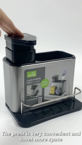 PARDO MALAYSIA Kitchen Sink Soap Dispenser 3 in 1 Sponge Holder Organizer Rack Stainless Steel Countertop Storage Rustproof Space Saver Rak Dapur 厨房水槽收纳架