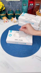 OURUNZHE ถุงมือ tpe เกรดอาหารแบบใช้แล้วทิ้ง ถุงมือฟิล์มหนาโปร่งใสสำหรับบาร์บีคิว ห้องครัว เครื่องล้างจาน บ้าน