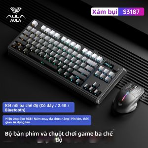 AULA | Bàn Phím Không Dây Bluetooth Ba Chế Độ Cảm Giác Cơ