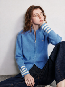 Toyouth | Áo Cardigan Knit Thêu Ngựa Sọc Có Zip Mới Thu