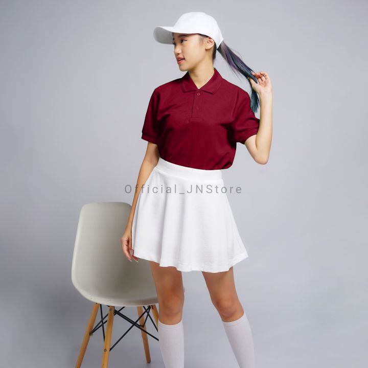 KAOS KERAH POLOS LENGAN PENDEK WANITA MERAH MAROON Polo Shirt