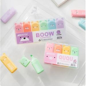 A set of fluorescent pens Macaron Color Mini Soft Tip Highlighter Pens Color Large Volume Markers Pen Journal Fluorescent Pen Student Stationery