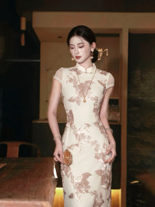 LINGQIAN | New Chinese Style Embroidered Cheongsam Womens Dress