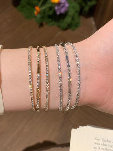 Korean Style Full Diamond Bracelet Layered Elegant Minimalist Open Hand Ring Womens Fashion Jewelry Silver Town Brand