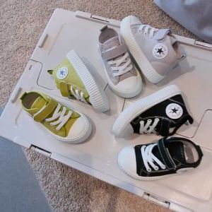 Hot Seller Korean Low Top Canvas Shoes For Kids Girls Lace up Rubber Skate Shoes For Kids Boy Size 22-33