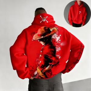 Oversized Anime Mens Pullover Hoodie One Piece Luffy Streetwear Vintage Winter Women Loose Sweatshirt Long-Sleeve Y2k Clothes