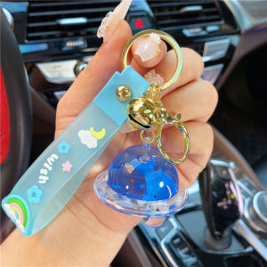 Fluorescent Whales Floating Bottle Keychain Couples Acrylic Creative Gift Bag Ornament Oil-Entering Night Glow Cute Sandflow