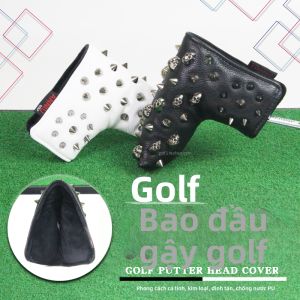 Bao Che Gậy Golf Đục Lỗ Đầu Sọ Dày Chống Nước PU Mở Từ Tính