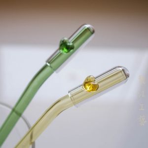Decorative Glass Heart Shaped Straw Caps Dustproof Cover Cute Insect Repellent Plug Hygienic High Temperature Resistant