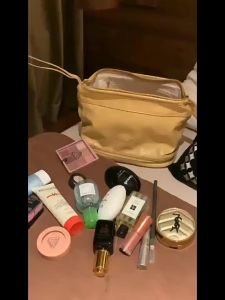 กระเป๋าใส่เครื่องสำอาง กระเป๋าจัดระเบียบ พกพา สองชั้น แบบหนัง ส่งจากกทม