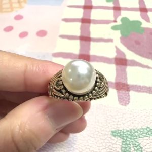 Huitan Luxury Gold Color Ring for Women Imitation Pearl Fancy Party Wedding Accessories Charming Versatile Lady Trendy Jewelry